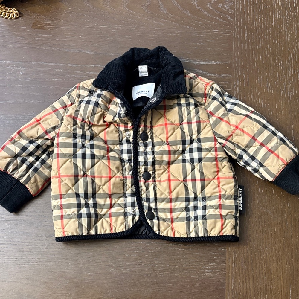 Burberry Kids Quilted Jacket - Beige, Black, and Red